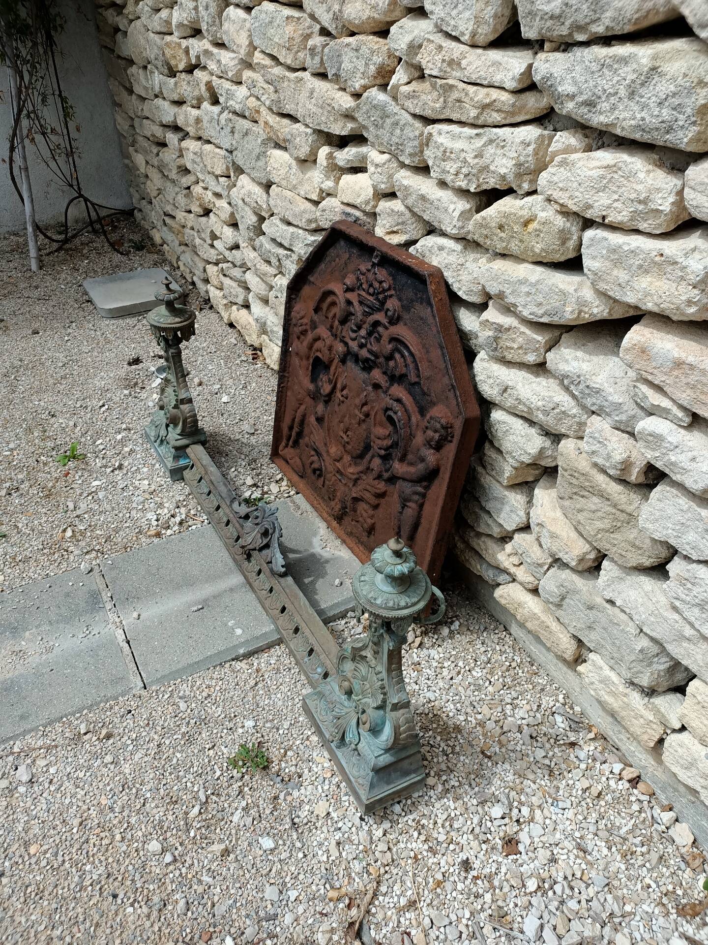 Large Front Fireplace Bronze 49cm 11kg - Marked DB 539 - Bar 113cm