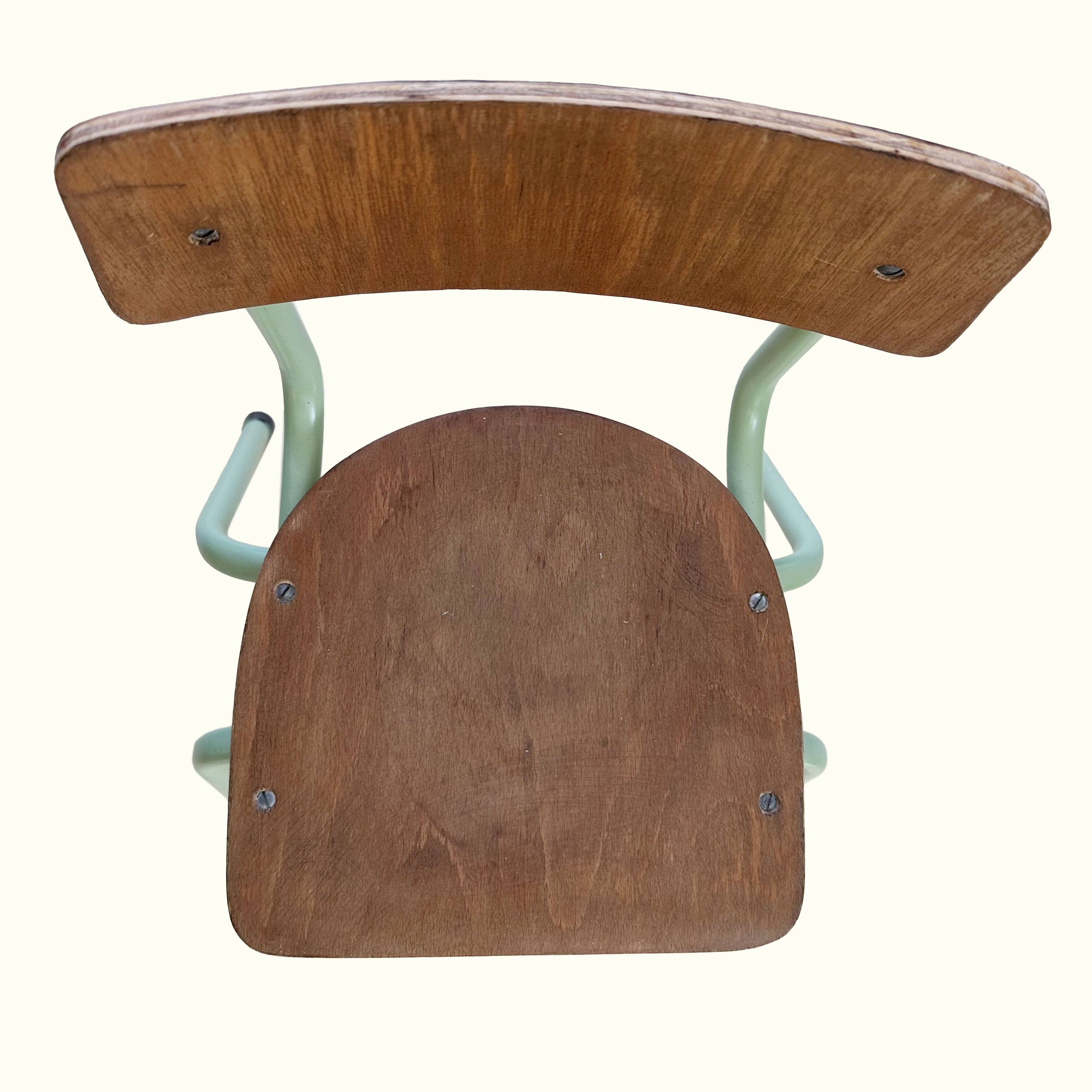 Vintage Beilrode (Germany) kindergarten chair | Almond green metal