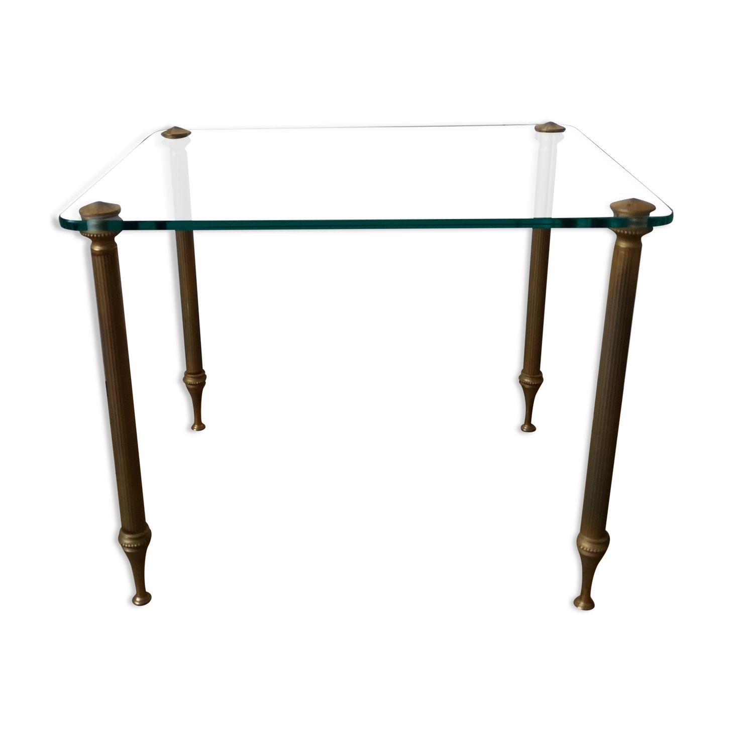 Coffee table in glass and gilded brass style Baguès