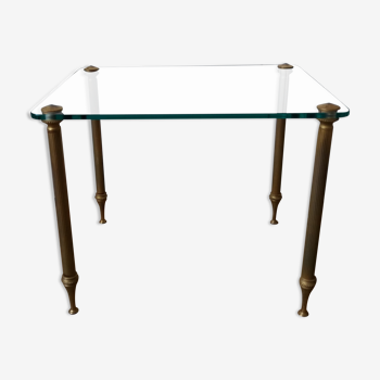 Coffee table in glass and gilded brass style Baguès