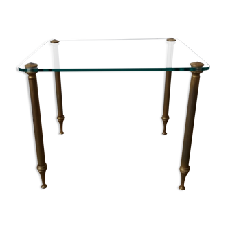 Table basse en verre et laiton doré style Baguès