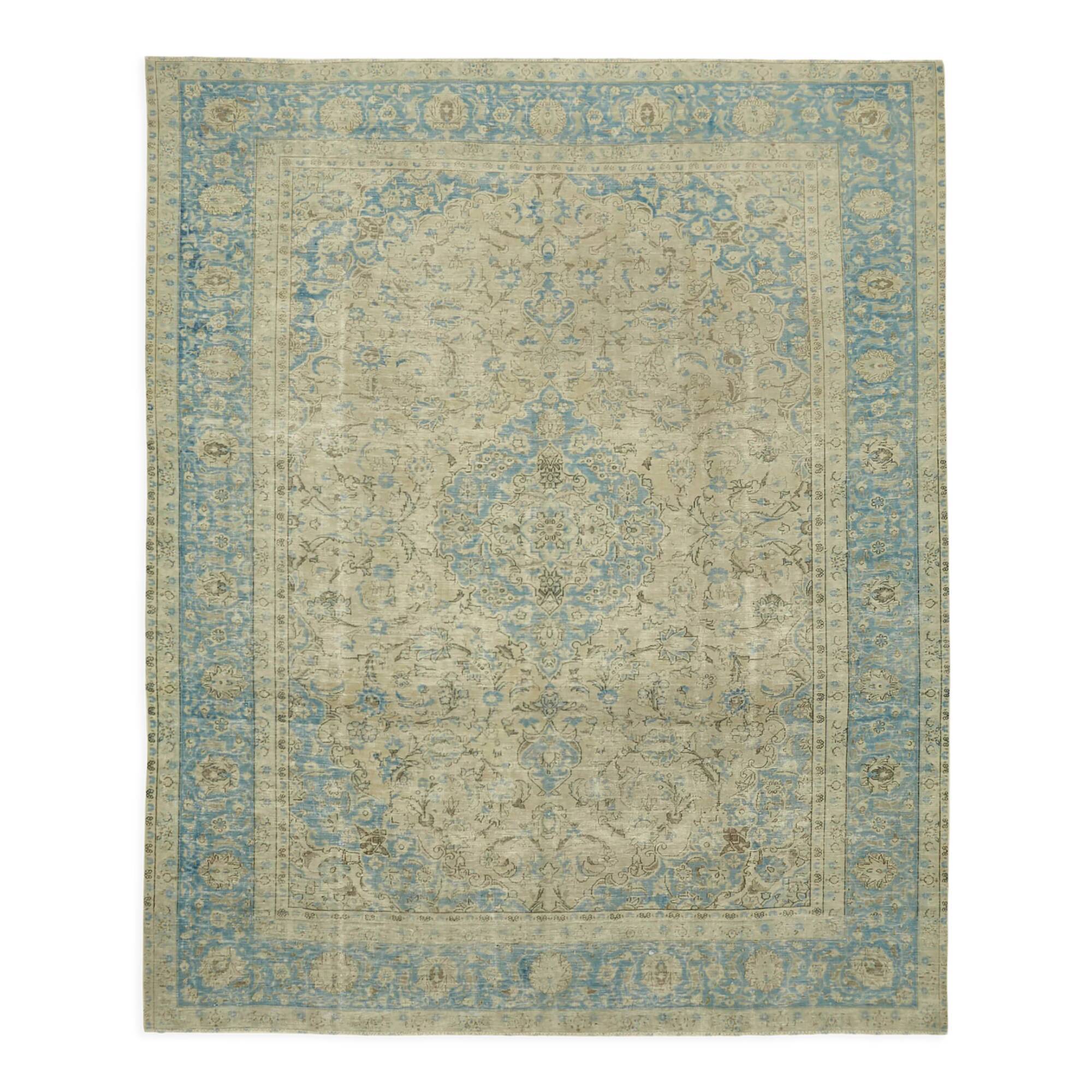 Handmade oriental contemporary 1980s 314 cm x 387 cm beige wool carpet