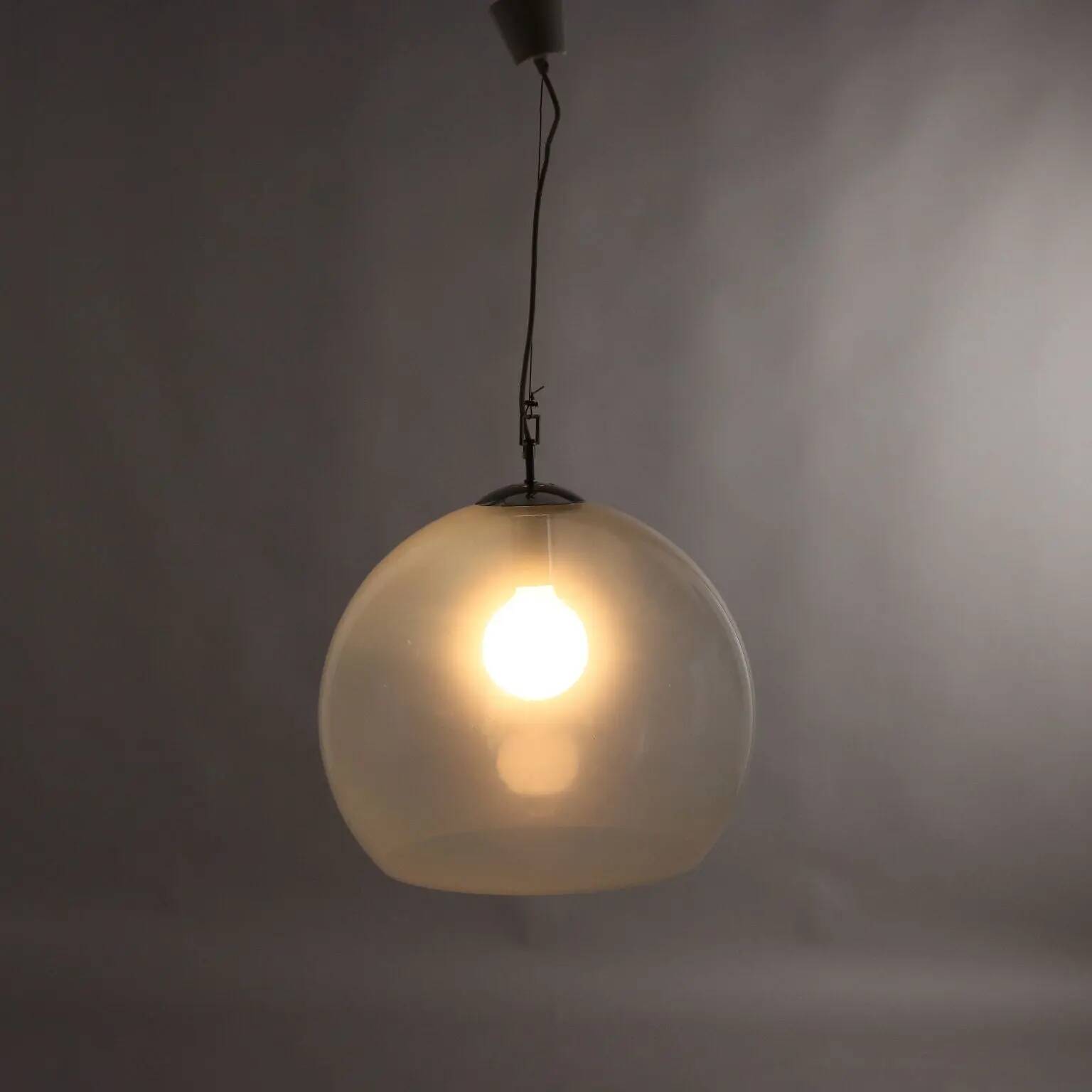 Vintage ceiling light in glass and metal, Italy, 1970s