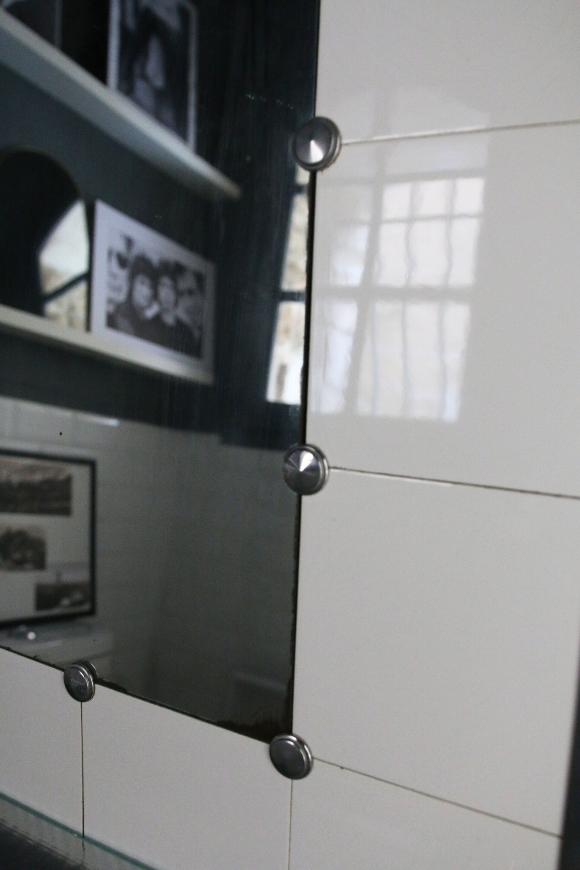 Ceramic bathroom mirror, France, 1940s-50s