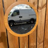 vintage teak wood wall mirror