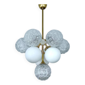 Mid Century Italian Glass & Brass Pendant Light