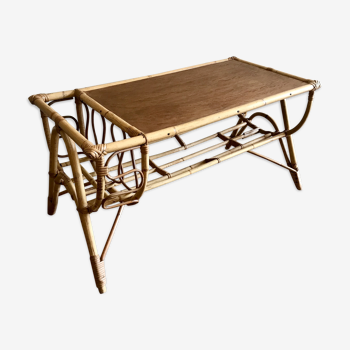 60s rattan coffee table