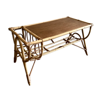 60s rattan coffee table