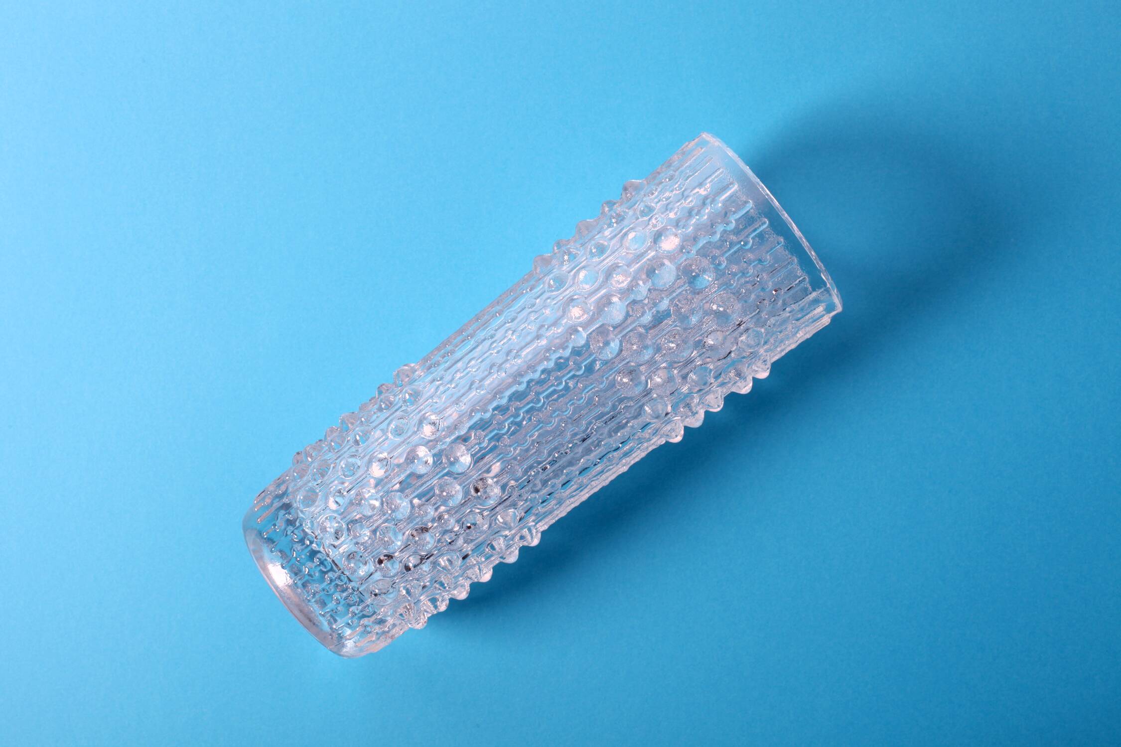 Vintage Clear Pressed Glass Vase: CandleWax Design, Czech Republic, 1972