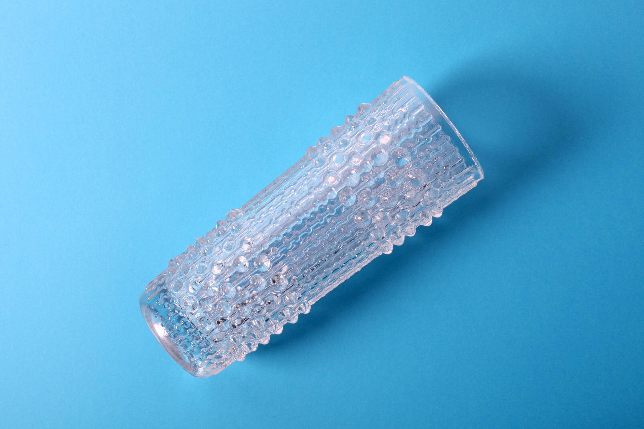 Vintage Clear Pressed Glass Vase: CandleWax Design, Czech Republic, 1972