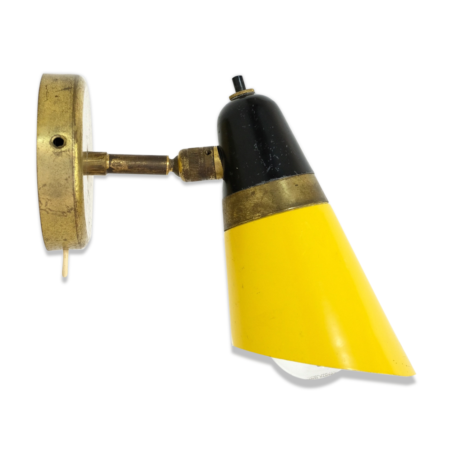 Yellow and black two-tone wall lamp from 50-60 years