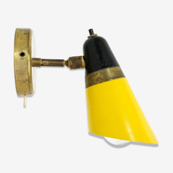 Yellow and black two-tone wall lamp from 50-60 years