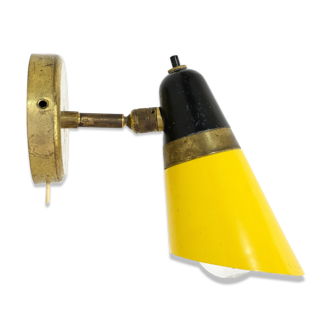 Yellow and black two-tone wall lamp from 50-60 years