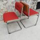 Duo de chaises rouges cantilever tubes chromés