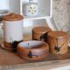 Service en grès tachiste, Poterie de la Colombe, années 50/60