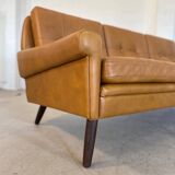 Vintage danish retro svend skipper 3 person sofa in light cognac leather