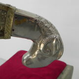 Dining chair upholstered with stamped tin