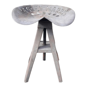 Antique swivel and adjustable industrial stool Massey Harris