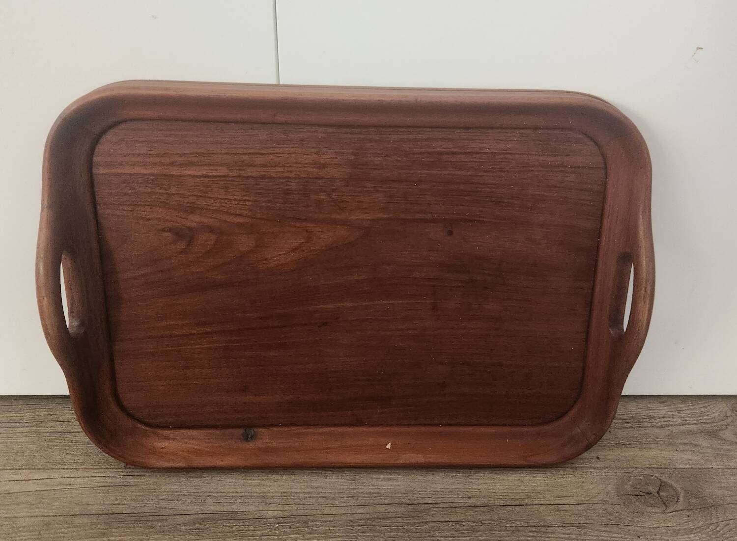 Antique teak tray: vintage