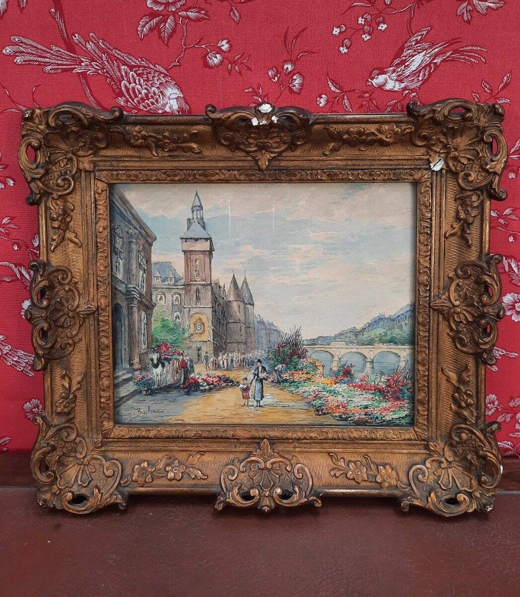 Tableau du marché aux fleurs français du milieu du siècle