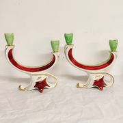 Painted ceramic chandeliers. France, 1950s.