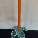 Pair of bubble glass "palm tree" candlesticks
