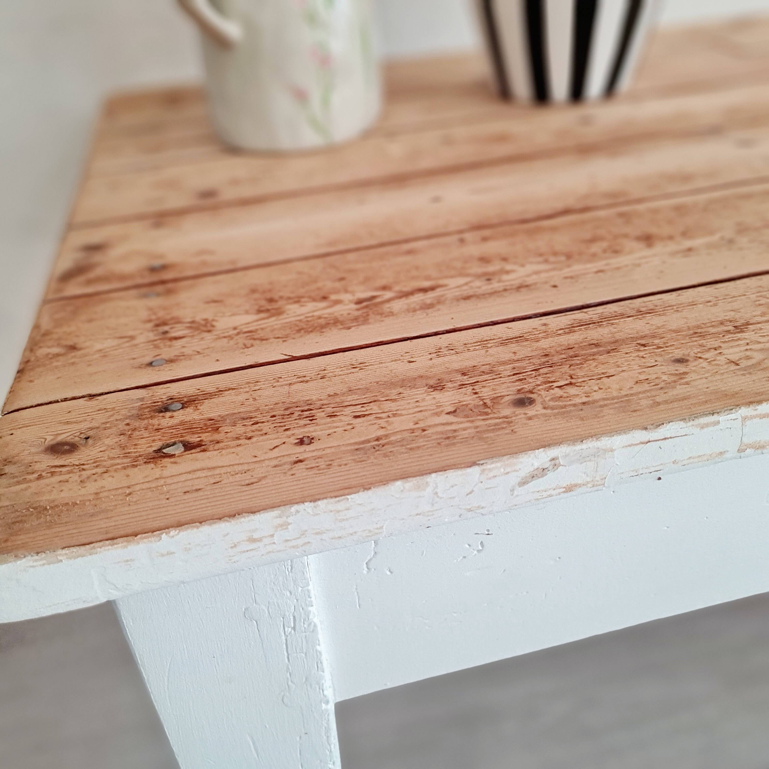 Low wooden farm table