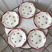 Set of 5 flat plates digoin sarreguemines model aigues-vives hand painted years 30-40