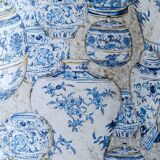 Blue and white ceramic table lamp, vintage Dutch Delftware.