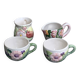 Lunch service in enameled ceramic, slip, white, pink and green, vintage