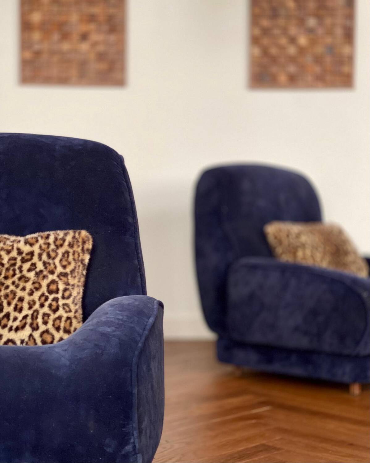 Pair of vintage 70s velvet armchairs