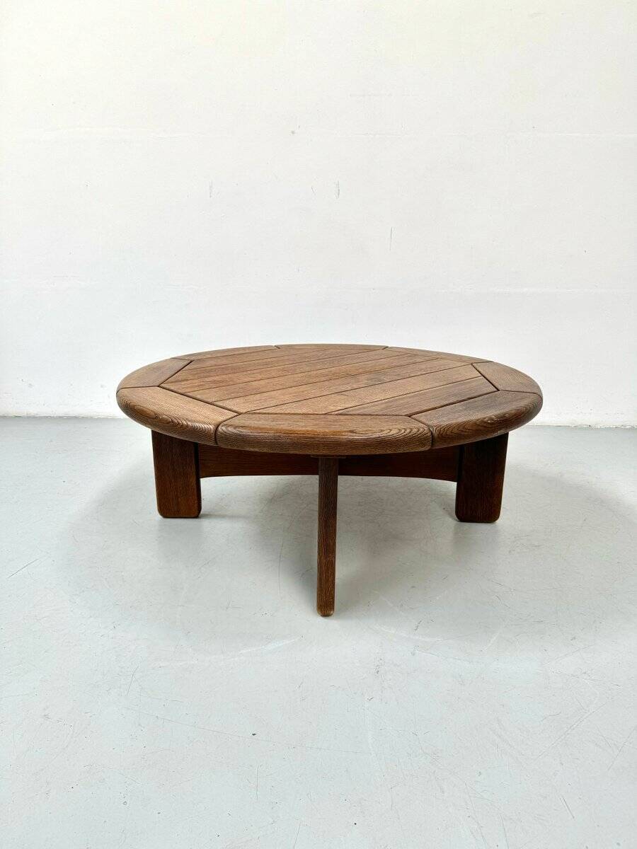 Table basse vintage de style brutaliste danois en chêne, années 1960