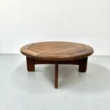 Table basse vintage de style brutaliste danois en chêne, années 1960