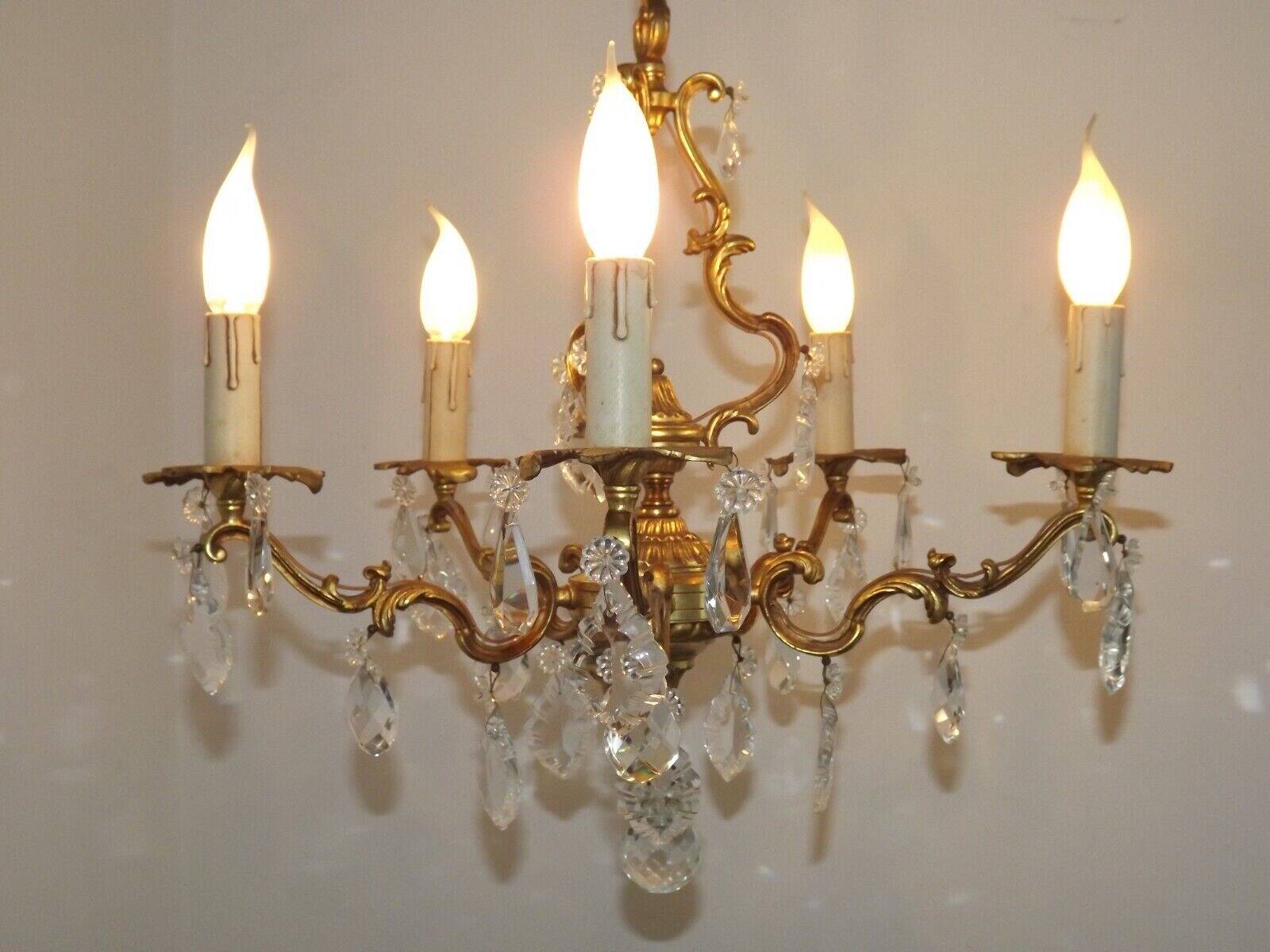 French bronze and crystal chandelier