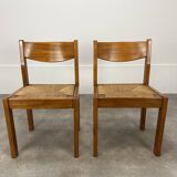 Pair of Regain house chairs in elm and straw