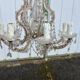 Antique crystal chandelier with 8 lights and drop pendants -