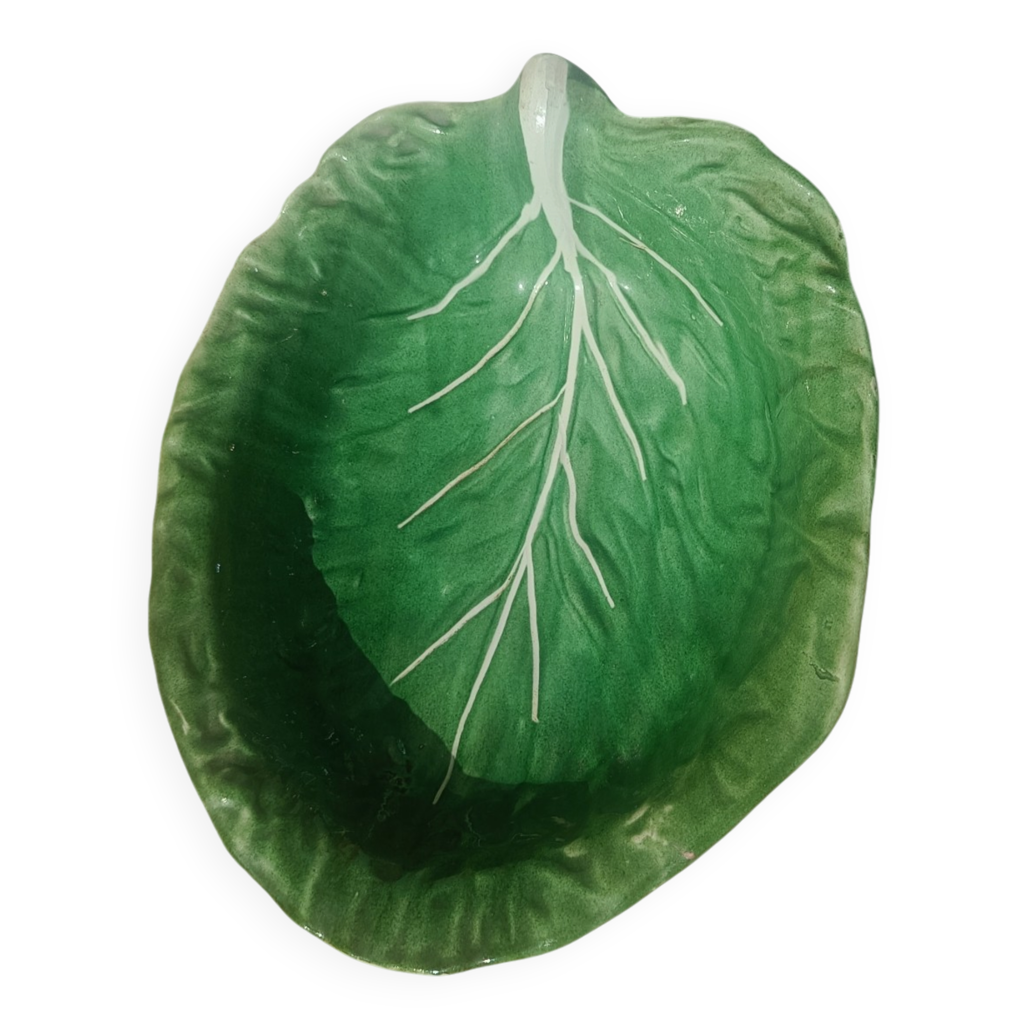 Vintage cabbage decorated earthenware salad bowl