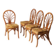 Set of 4 rattan and floral fabric chairs