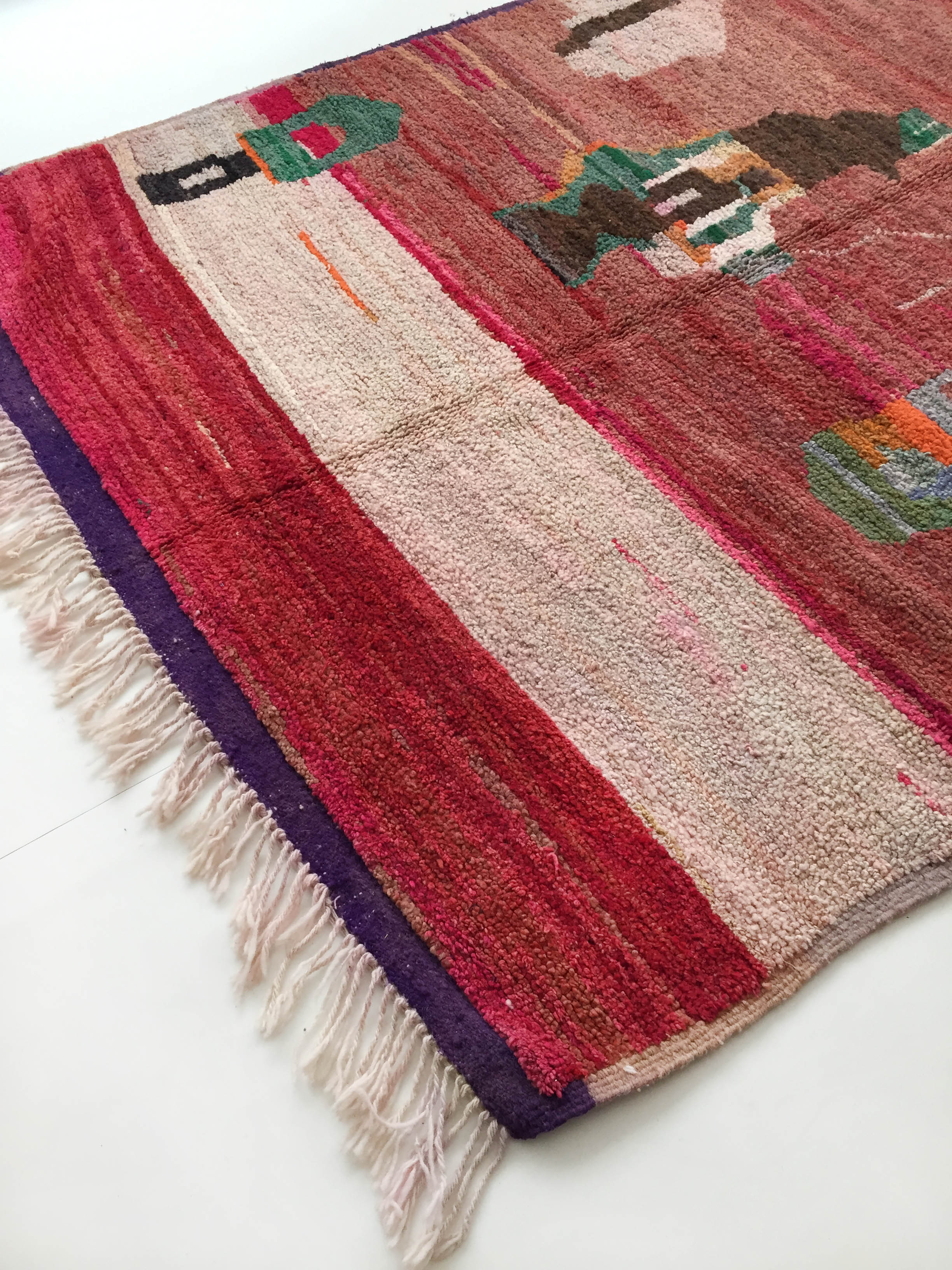 Moroccan Berber carpet red boujaad with colorful patterns 260x170cm