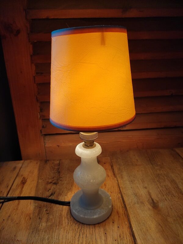 Bedside desk lamp base alabaster lampshade pearl