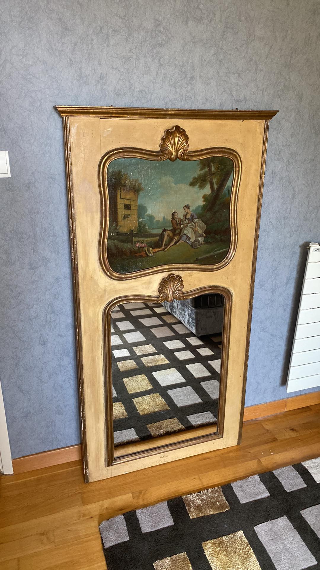 Fireplace trumeau mirror, gilded