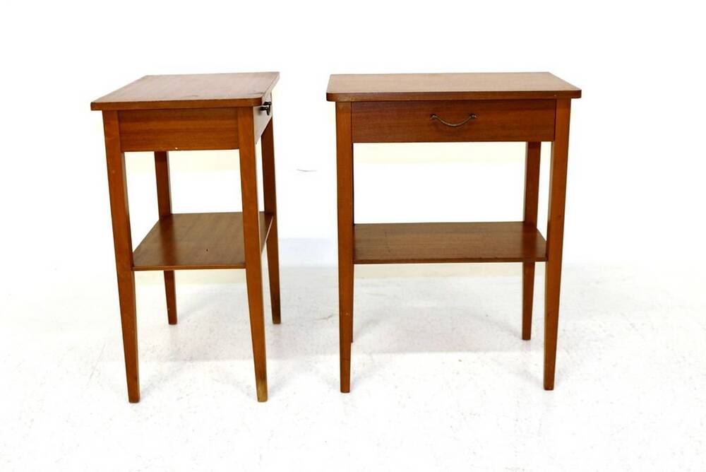 Set of 2 Scandinavian bedside tables in mahogany, Sweden, 1960.