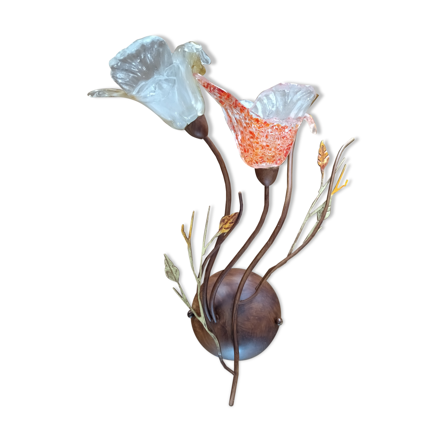 Applique italienne IDL en forme d'Iris en verre soufflé
