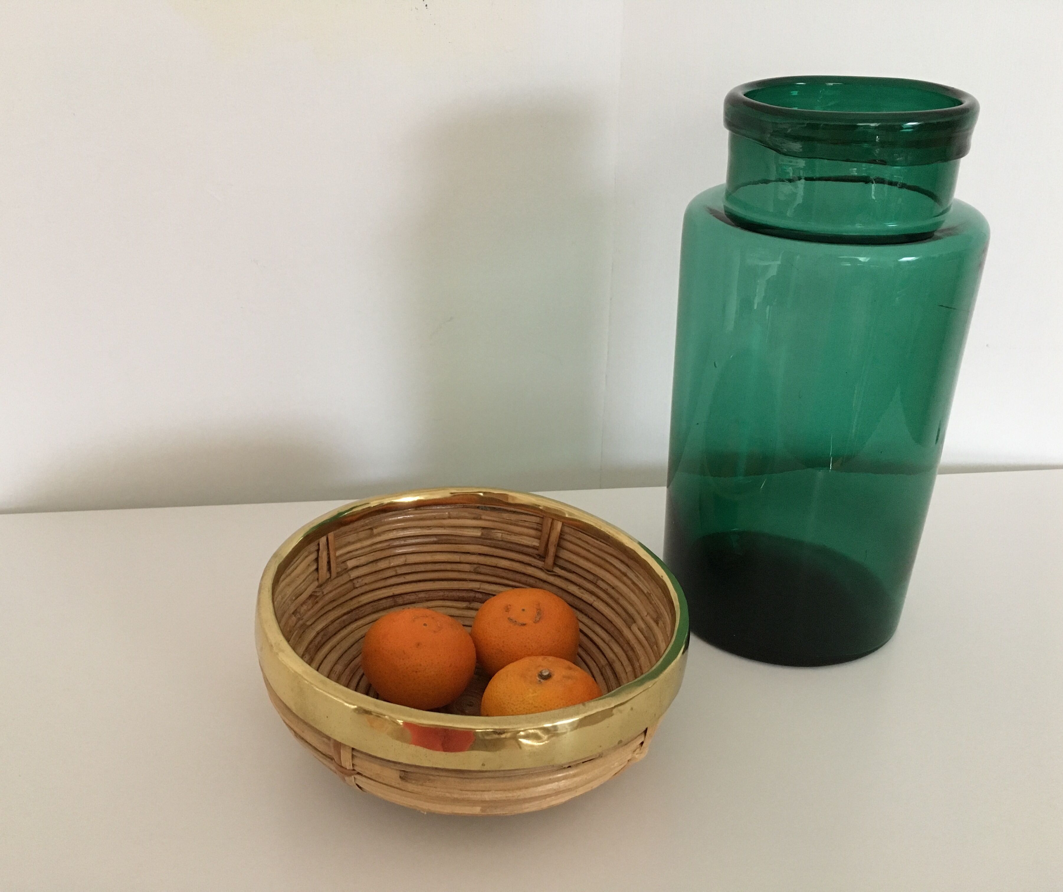 Old breath green glass apothecary jar