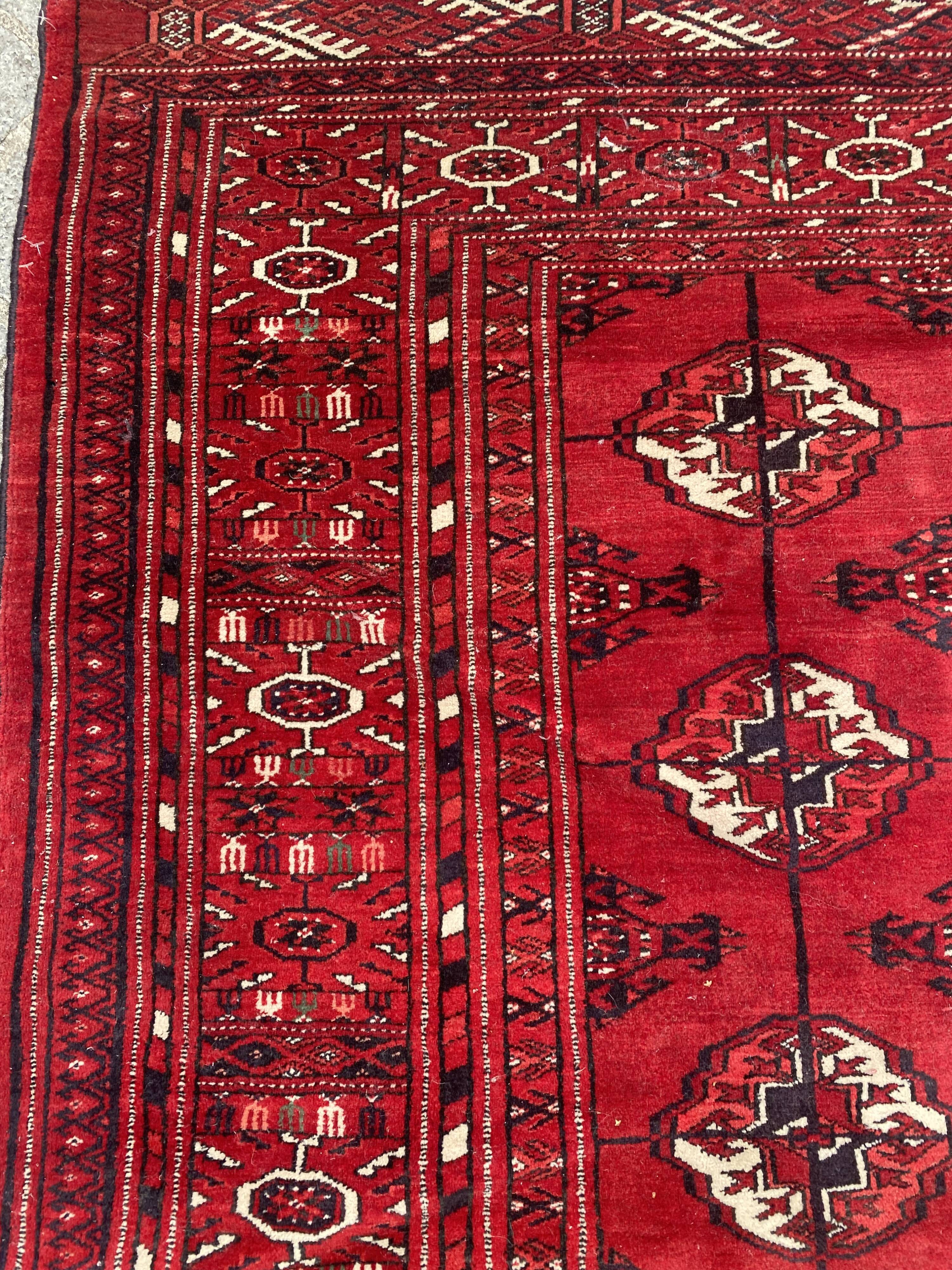 Nice big vintage carpet Bokhara handmade 200x282 cm