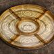 Art deco hors d'oeuvres server, silver metal, mahogany, glass