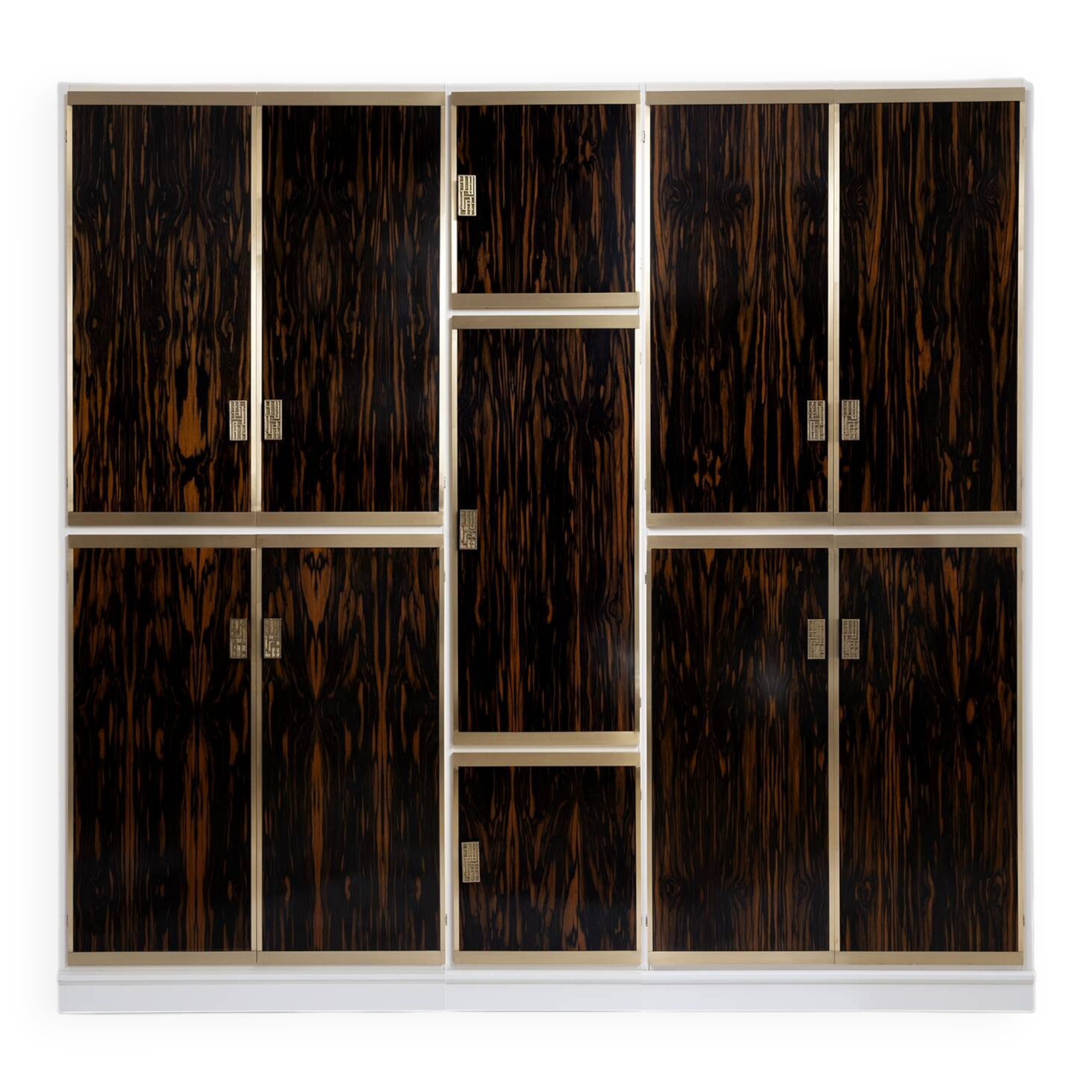 Luciano Frigerio Mid-Century Modern Italian Brass and Walnut Wardrobe, 1970