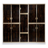 Luciano Frigerio Mid-Century Modern Italian Brass and Walnut Wardrobe, 1970