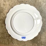 Plat rond Sarreguemines en faïence bleue, service "Corbeille"