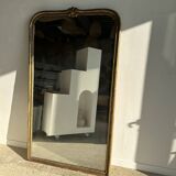 Large gilded mirror 19th century rounded corners mercury glass Louis XVI style